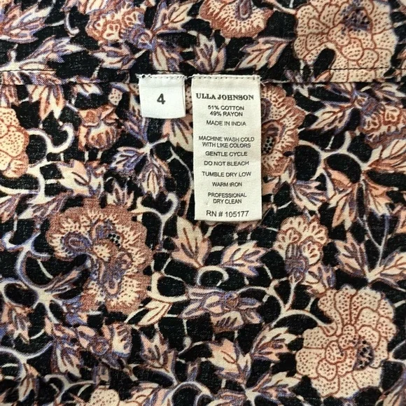 NWOT Ulla Johnson Puff-Sleeve Floral Evie Blouse - Picture 5 of 5